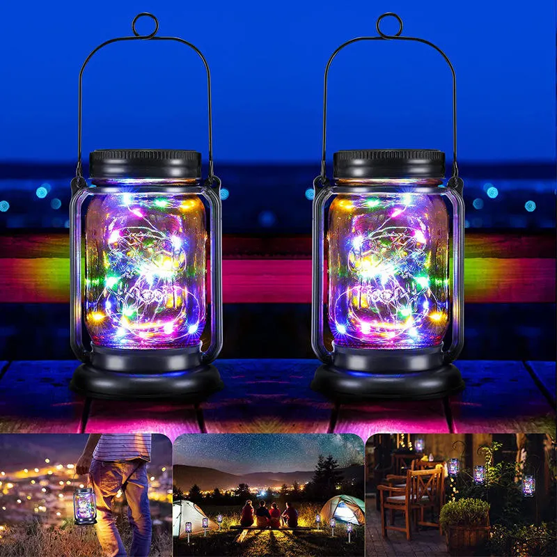 Solar Mason Can Lawn Garden Decorative Retro Style LED Solar Lawn Lamp