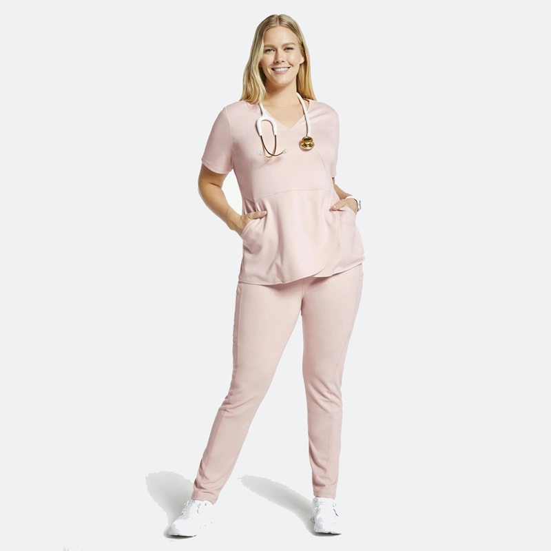 Ensemble de blouse médicale pour infirmière avec haut en V pour femme OEM