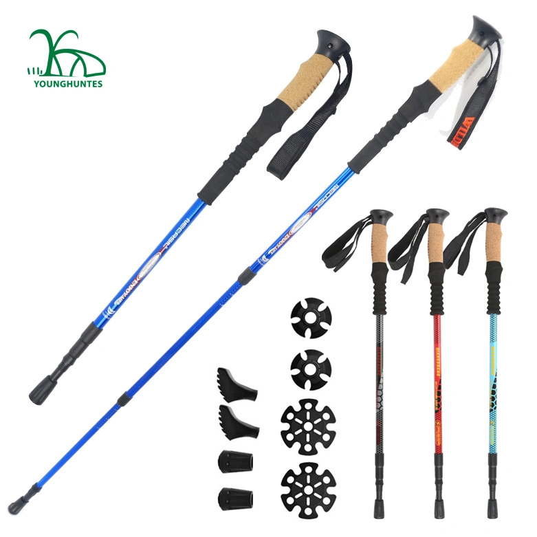 Simple Design Walking Poles Aluminum Adjustable Telescopic Trekking Poles for Camping and Mountaineering