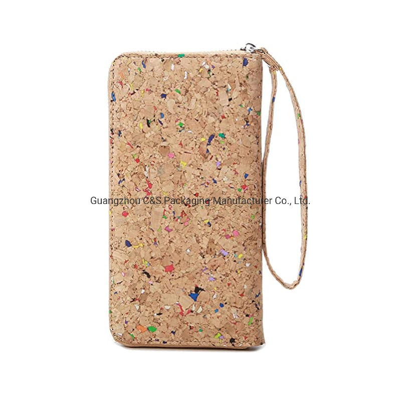 Custom Senhoras Vegan carteiras de cortiça Bolsas Bolsa Mulheres Eco-Friendly Cork Saco de embraiagem de bloqueio de RFID Long Wallet