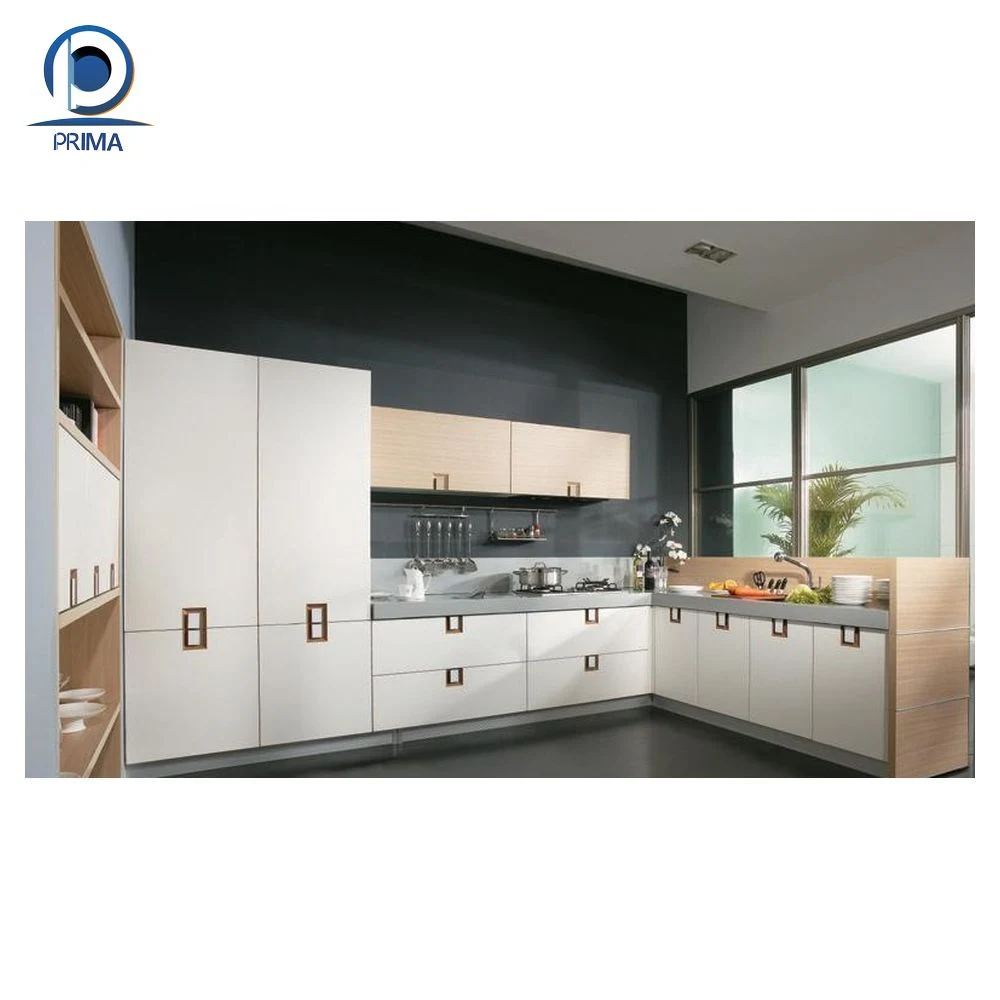 Prima Cocina Cupboard de madera Acero inoxidable Mobiliario de Casa Armario de Cocina