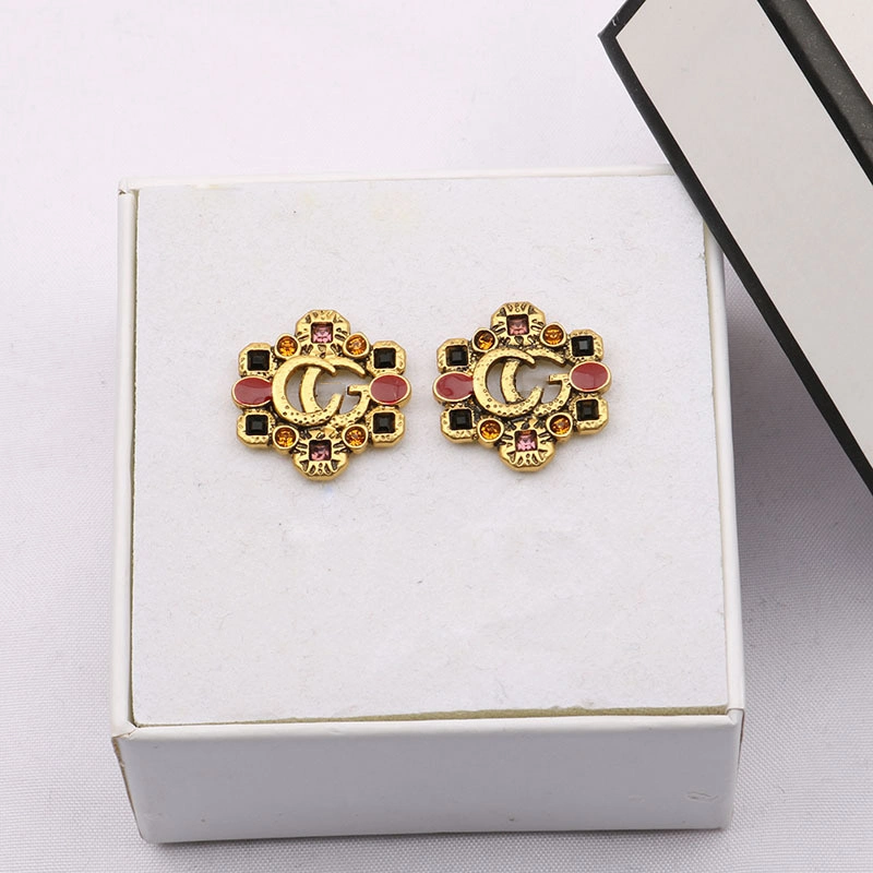 Unique Design Fashion 18K Gold Plated Love Shape Zircon Diamond Earrings Jewelry 2022