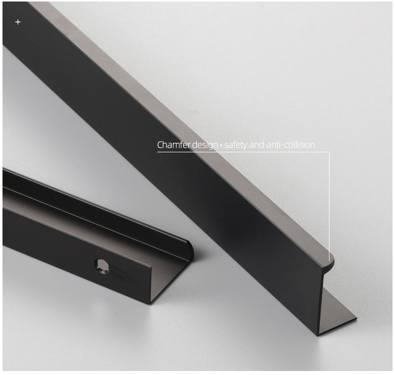 2023factory Flush Kitchen Cabinet Profiles Handle Unique Edge Cabinet Handle Aluminum Black Gold 96mm 128mm Hidden Pull