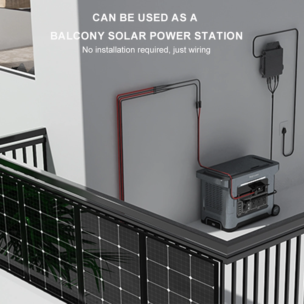 Stockage pour centrale électrique de balcon Station d'alimentation 2560 Wh 3300 W LiFePO4, Entrée solaire de 1200 W.