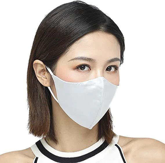 100% Mulberry 3D Silk Face Mask - Reusable Silk Face Covering with Adjustable Ear Loops, Washable