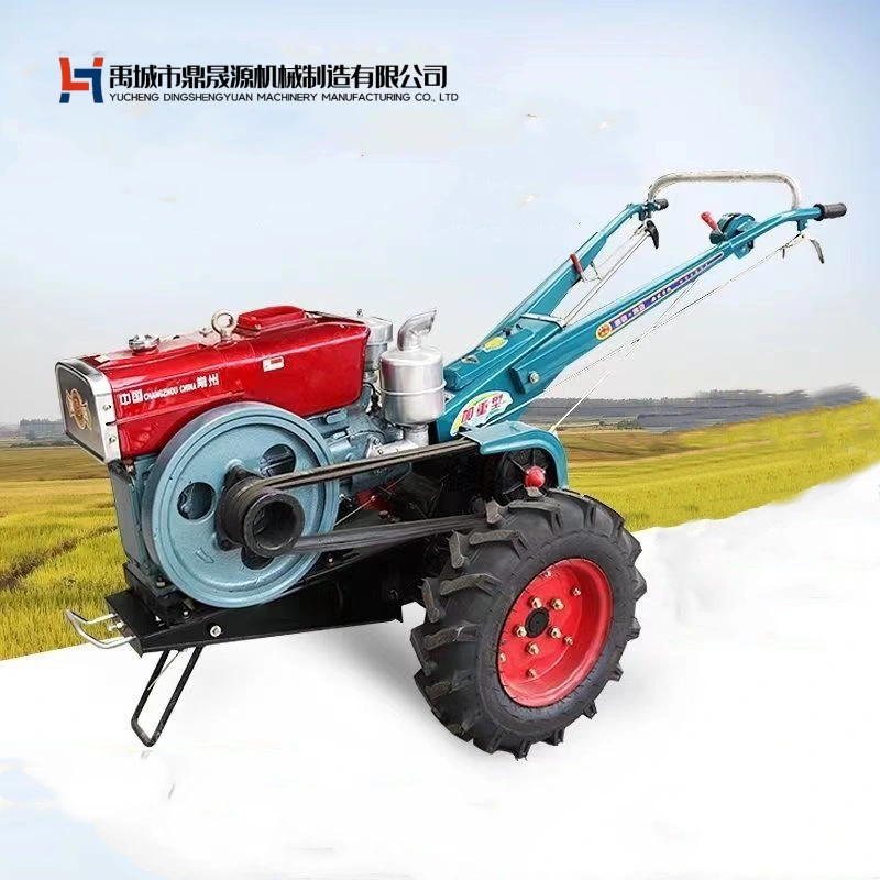 Chinese Small Farm Walking-Tractor-15HP Diesel Engine Hand Walk Behind Walking Tractor Two Wheel Tractor Agricultural