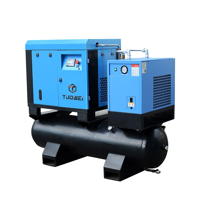 Industrial Low Noise 7.5 11 15 22 Kw 10 15 20 30 HP Electrical Rotary Screw Air Compressor with Air Tank, Air Dryer and Oil Filter