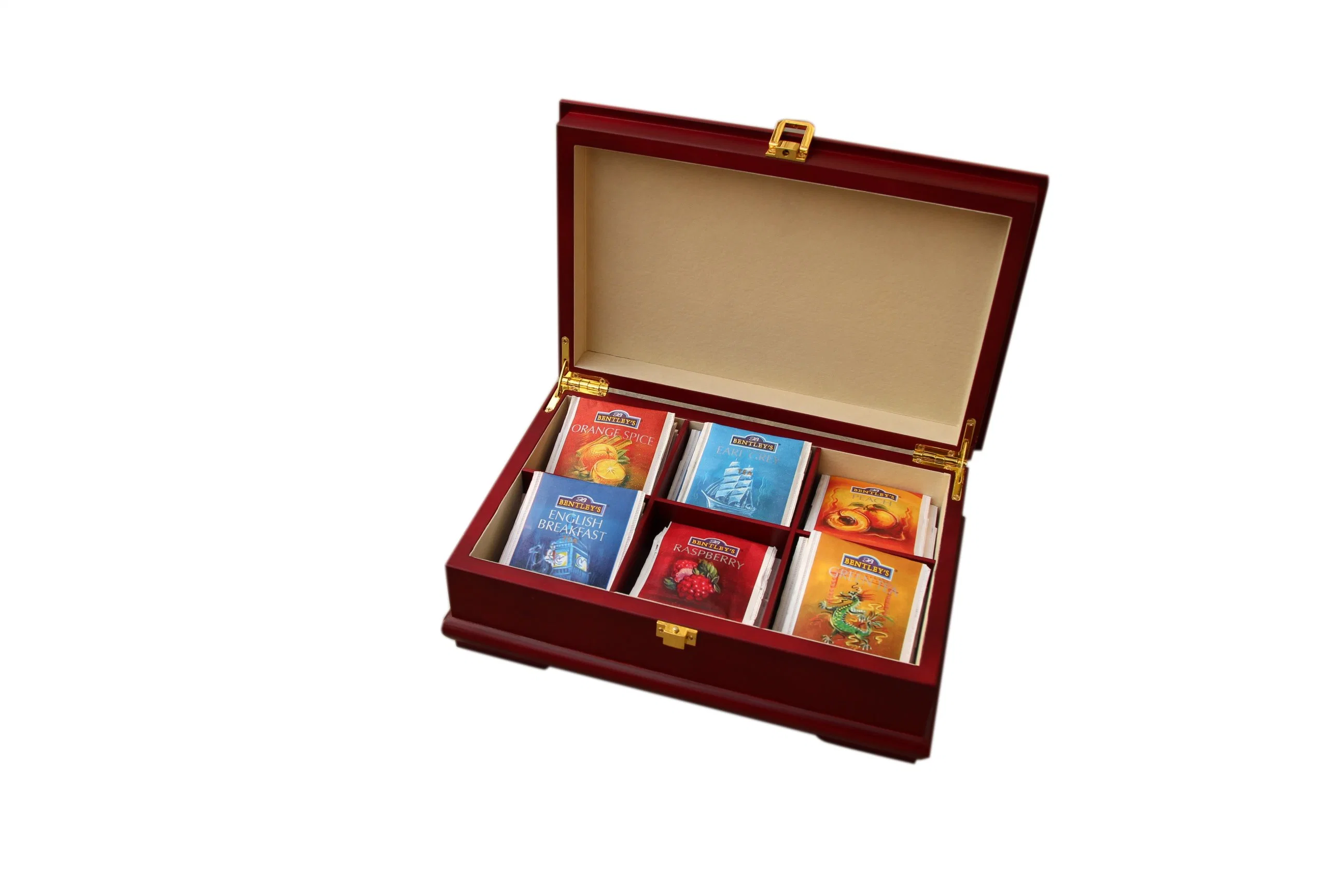 Nouvelles boîtes à compartiments pour sachets de thé en bois de mélèze richement fabriquées à la main, boîte cadeau en bois pour le thé, fabricant et grossiste de boîtes de rangement et d'organisation pour le thé
