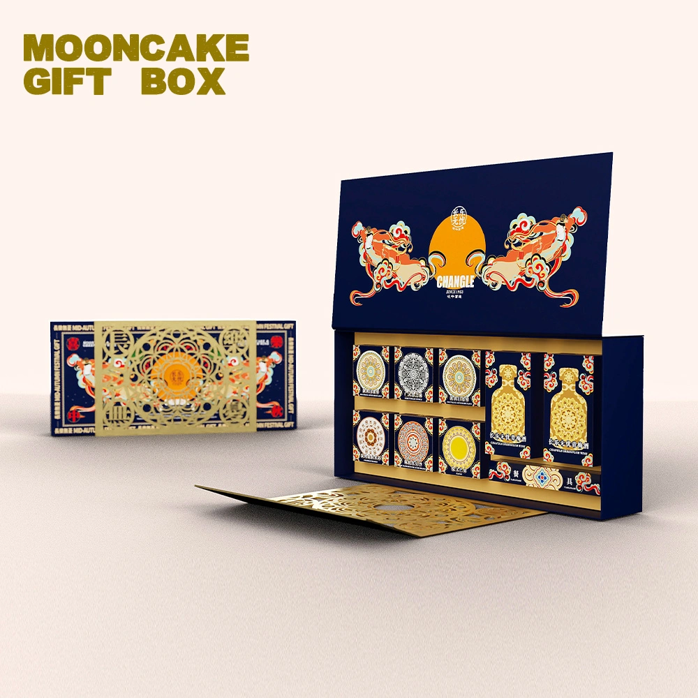 Diseño personalizado impreso A MEDIADOS de otoño Festival cajas de regalo Caja de embalaje para Pastel de luna
