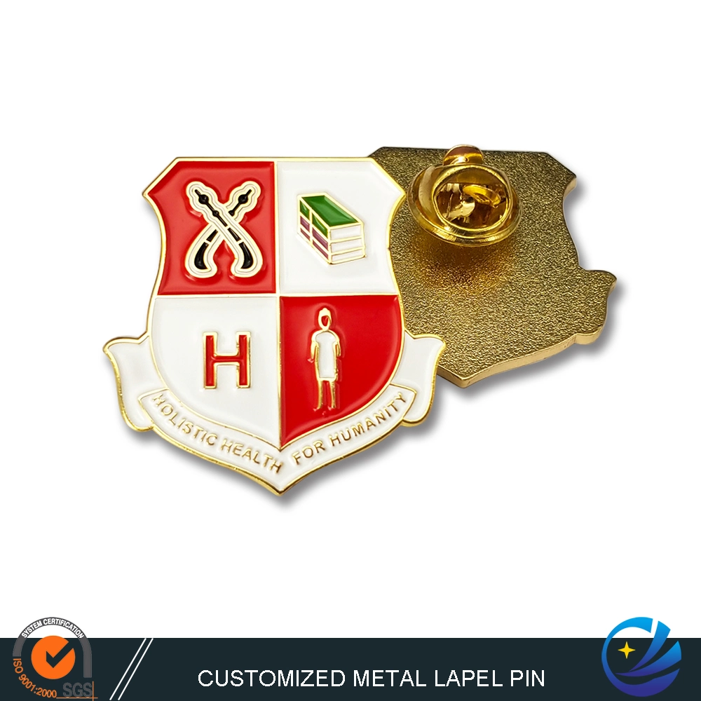 Custom Metal Schield, School Sport Company Activity Colthing Decoration Lapel Pin Soft Enamel Security Badge for Promotional Gift Cambodian Military Metal Badge