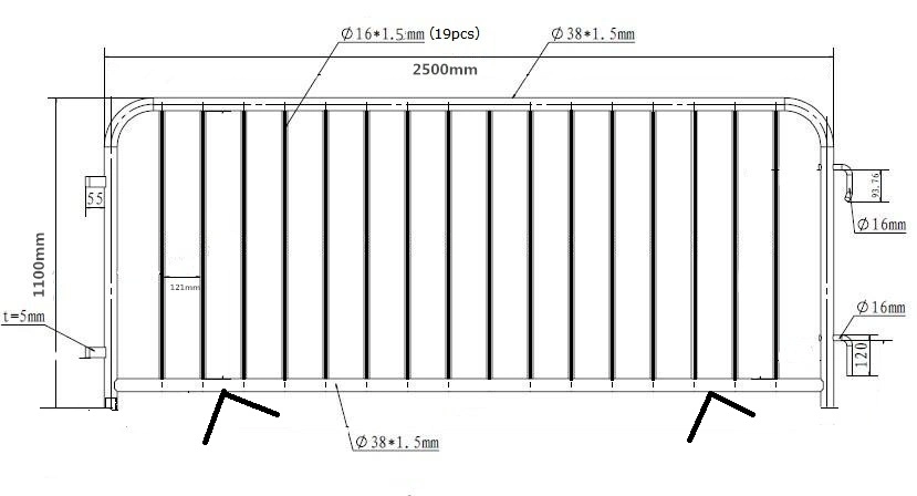 Galvanized Metal Steel Traffic Crowd Control Fence Barrier / Barricade (XM-33)