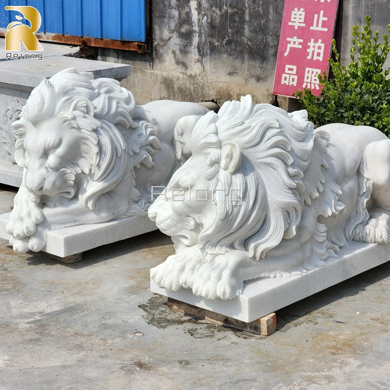 Natural Marble Animal Garden Decoration High Quality a-Grade Marble Lion Estátua de pedra para a venda