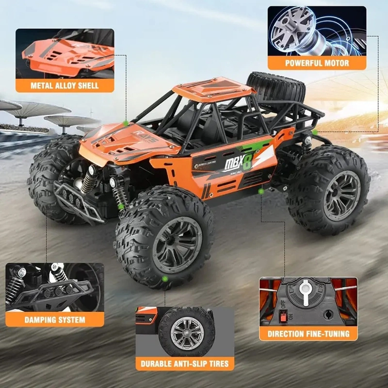 Cool and Stylish Toys off-Road Rubber Tires Sand Desert Kids Muudy Road Remote Control Vehicle Children 1: 18 2.4G High Speed Alloy Car