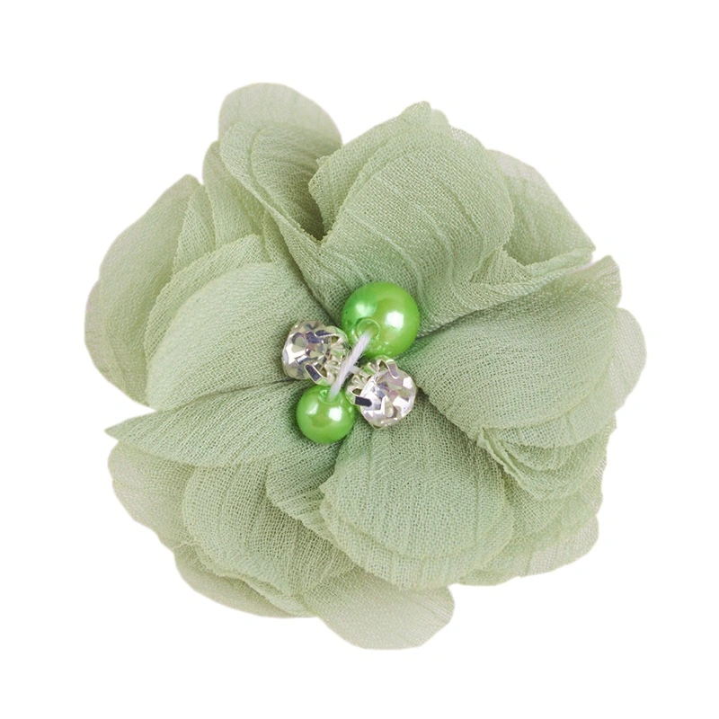 Lbv Accessories Hand Sewn Pearl Rhindiamonds Chiffon Flowers DIY Children&prime; S Headwear Hairpin