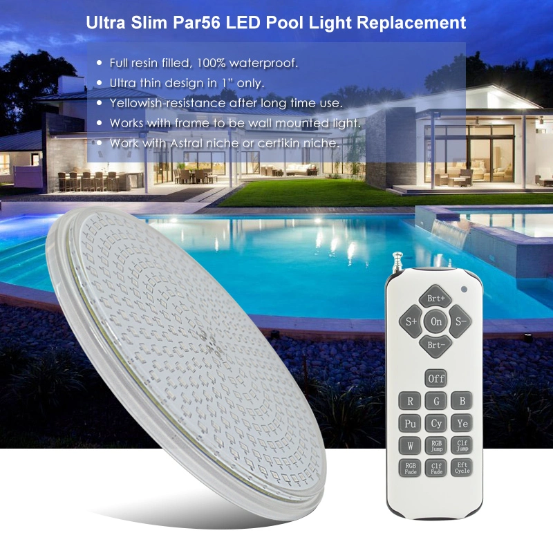 IP68 Resin Filled Flat PAR56 PAR 56 Swimming LED Pool Light RGB for 300W Halogen Replacement