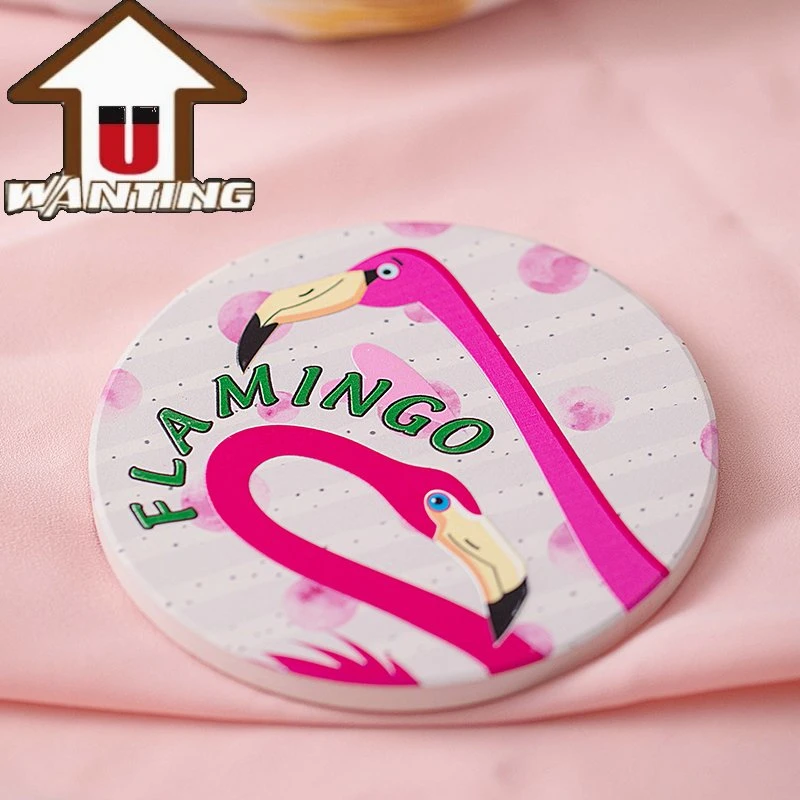 Caliente Venta resina montaña rusa bebida taza Mat Flamingo patrón personalizado Pintado