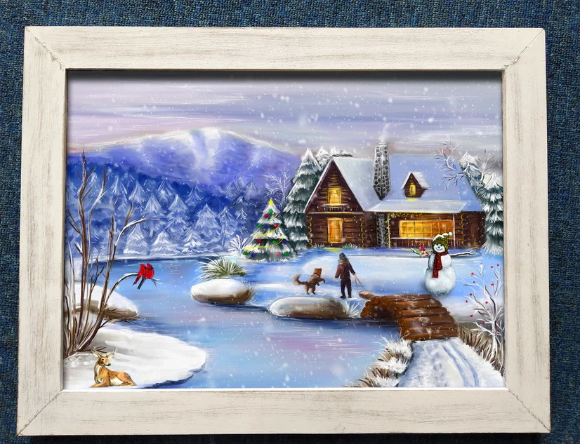 LED Printed Modern Christmas Painting Wall Decoration Picture Canvas Wall Art Frames Picture