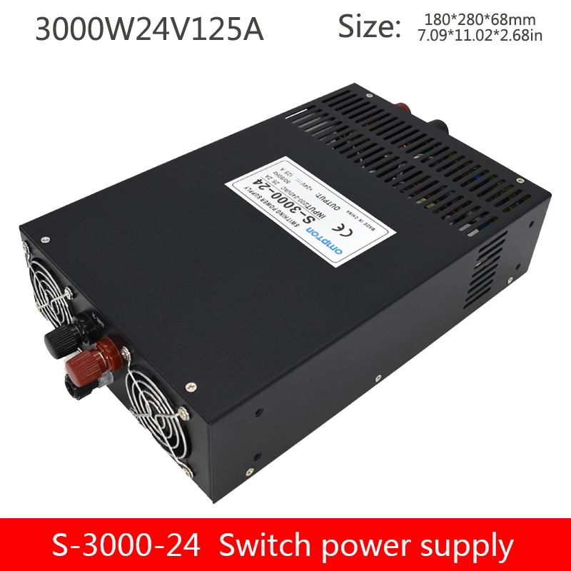 S-3000-24V Adjustable Voltage High DC LED Power Switching Supply 3000W AC to DC 24V 125A 12V 62.5A