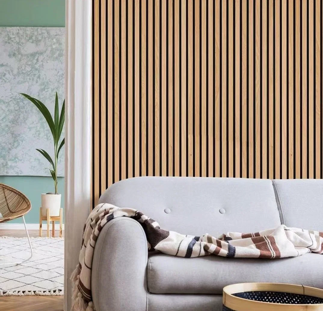 Slat Pattern Wood Felt Acoustic Panel Wall Ceiling Interior Decorated Sound Absorption