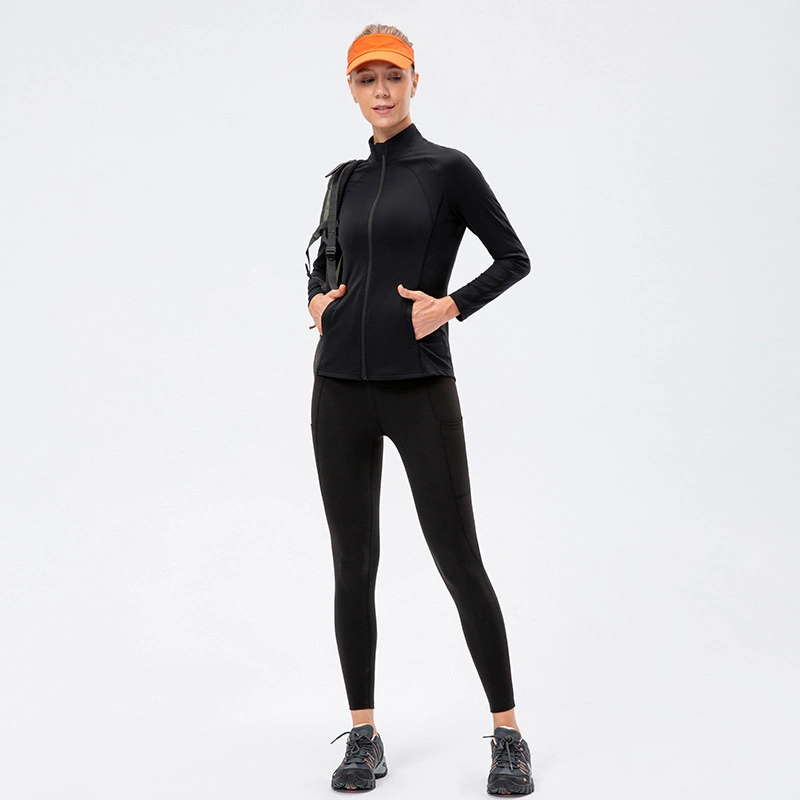 Frauen Herbst Winter Yoga Tops Langarm Shirts Laufen Wandern Leichte Jacken Gym Wear Reißverschluss Leichte Fitness Crop