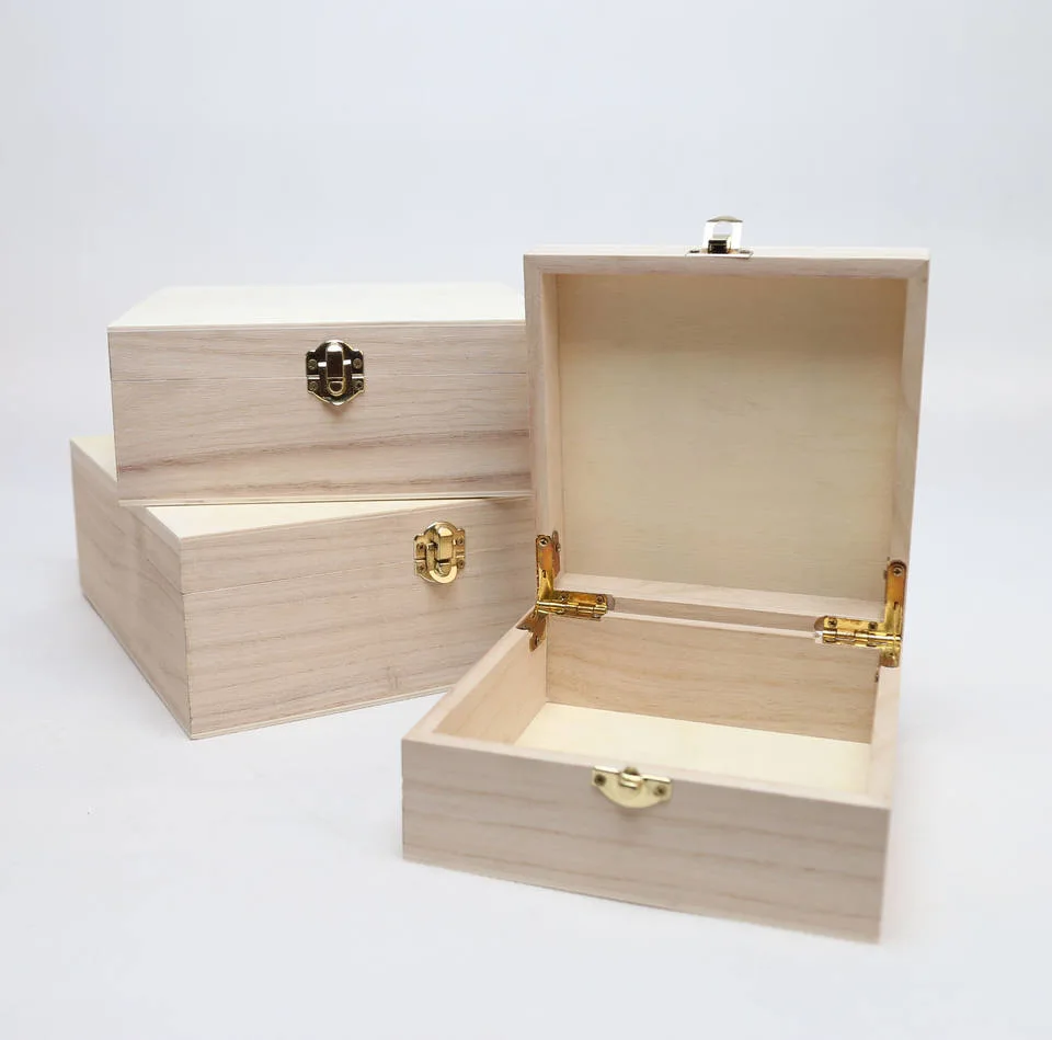 Customization Pine/Paulownia Plywood/Wooden Box with Lock for Jewelry/Gift Storage