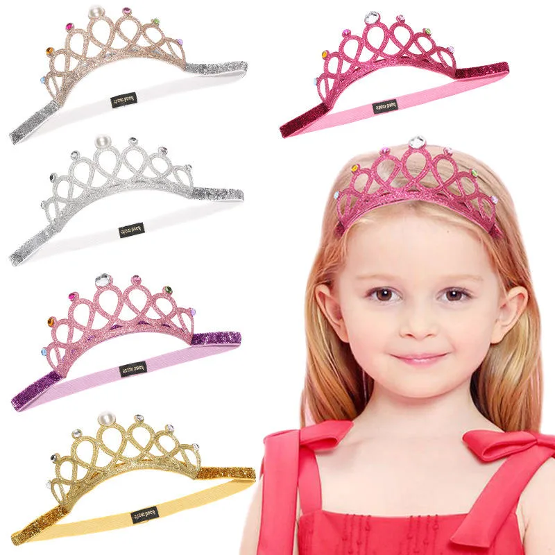 Baby Children Glitter Rhinestones Princess Headband Girls Hair Accessories Simple Headwear Crown Tiara Party Gift Hair Jewelry
