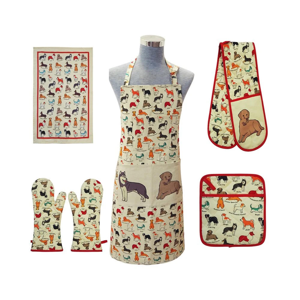 Manufacturer Texpro Hot Selling Customiezd Animal Printed Cotton Kitchen Cooking Apron Set