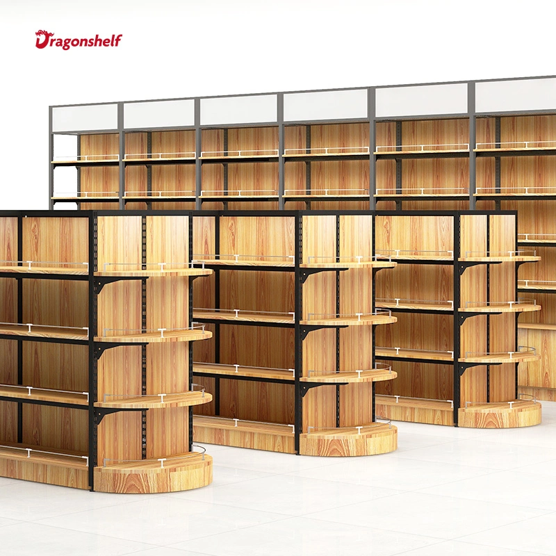 Los estantes del supermercado Dragonshelf Pan 6 estantes Diseño con luz LED