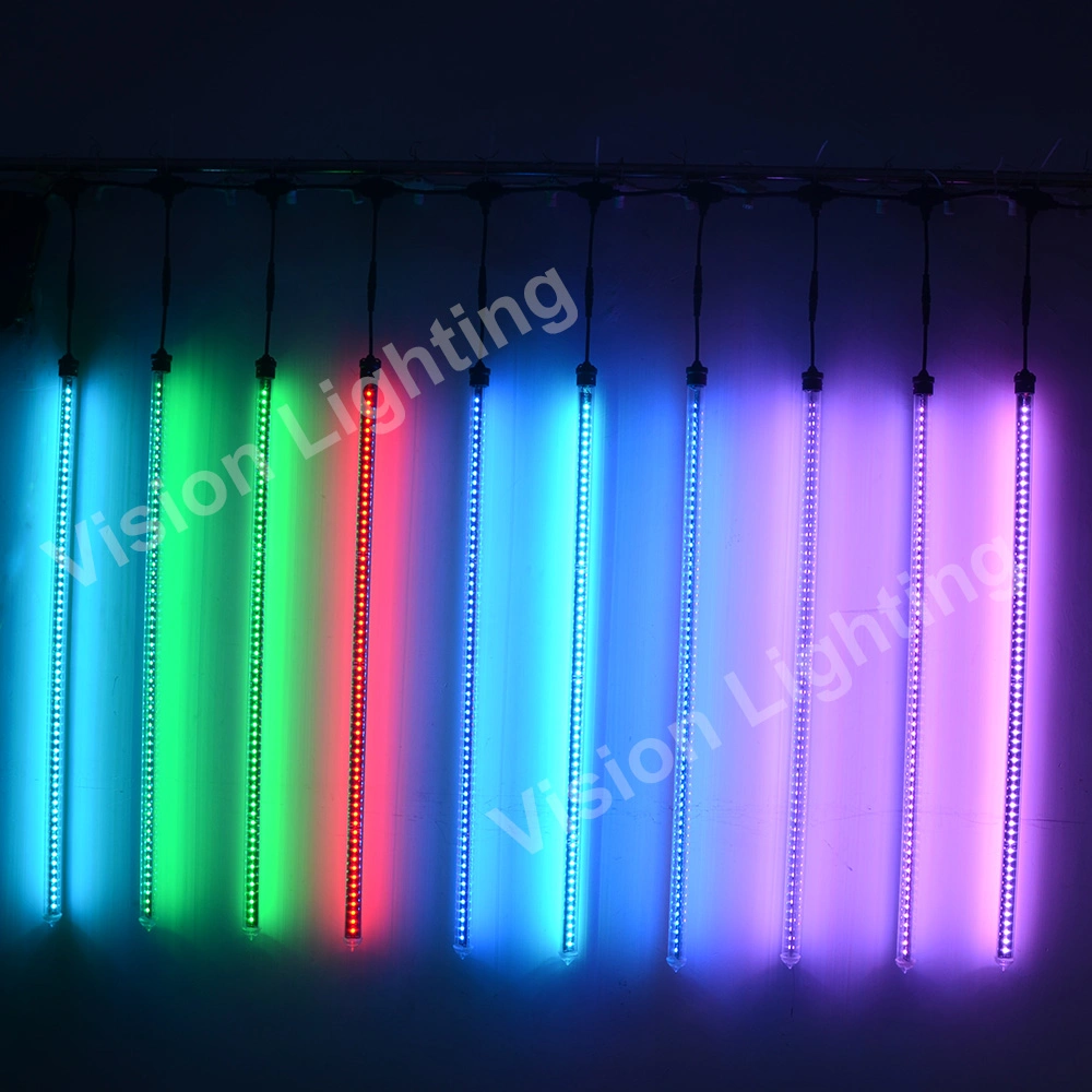 Noël Décoration extérieure Disco stade Tube 3D Les chutes de neige DMX 512 LED RGB D30 Meteor lumière à LED