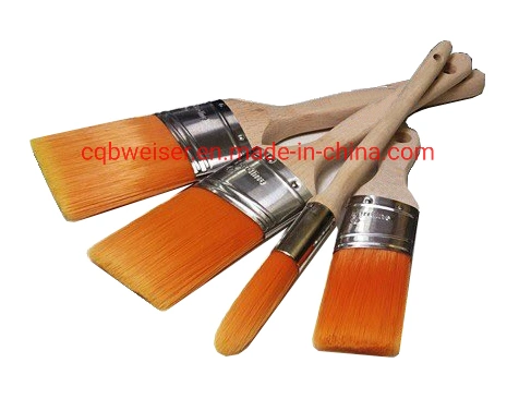 Paint Brush Synthetic Filament Stainless Steel Ferrule Unpainted Wooden Handle