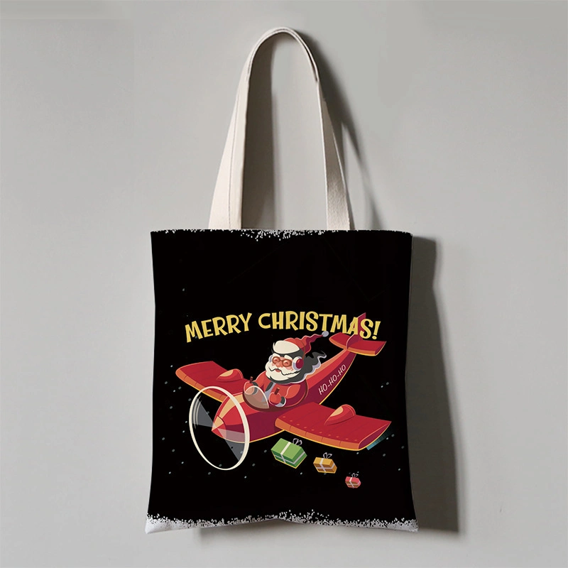 Canvas Shopping Bag Christmas Decoration Gift Bag Can Be Customized Cartoon Tote