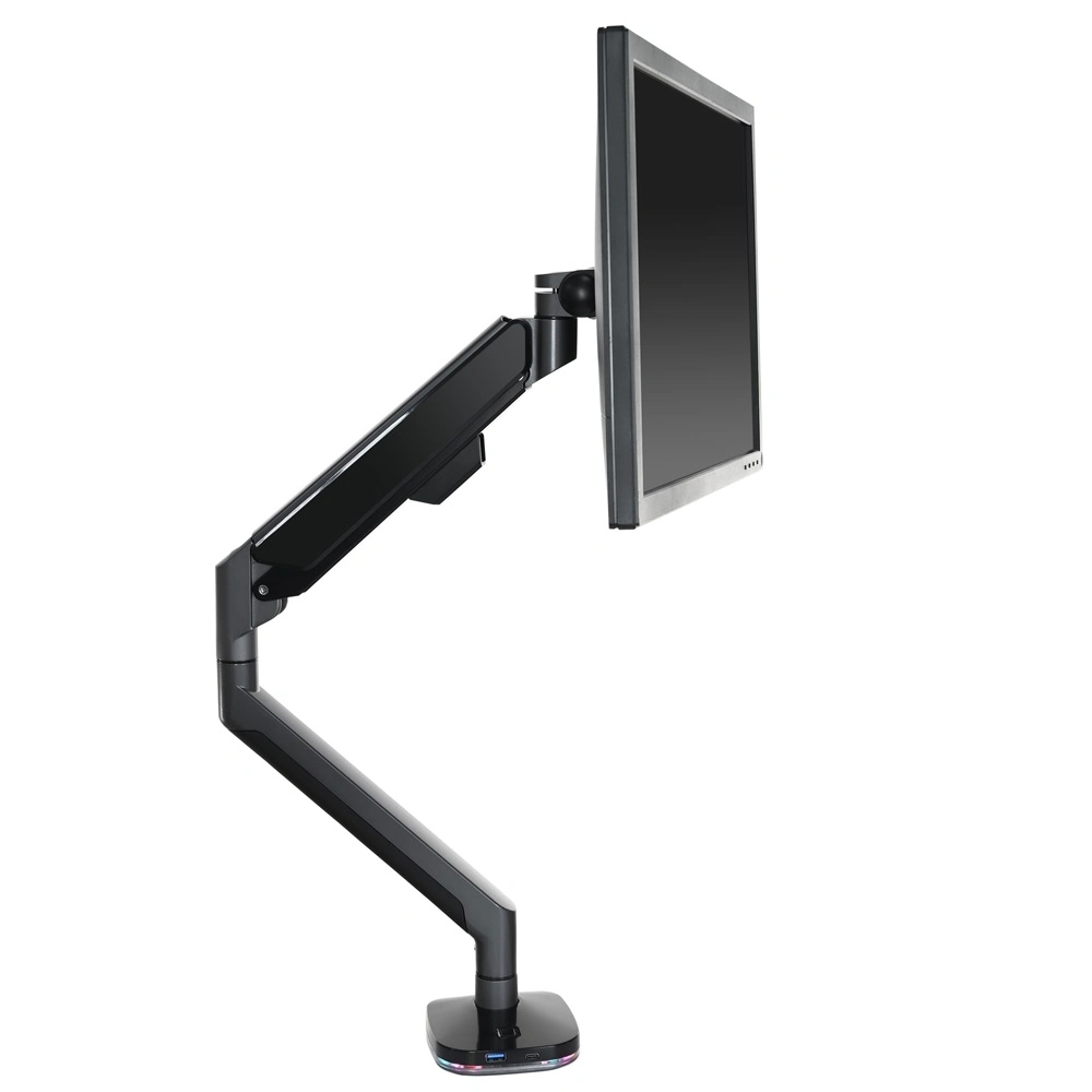 Soporte de monitor único gris espacial con USB Tipo C de carga RGB WS-Zb10u-G