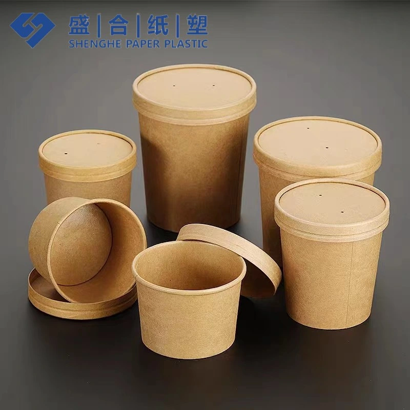 Printed Logo Food Container Packaging with Lids Soup Cup