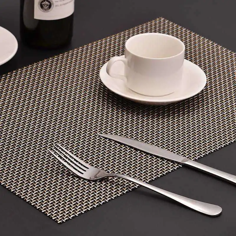 PVC Non Slip Heat Insulation Kitchen Table Place Mat Rectangle Weave Luxury Place Mats