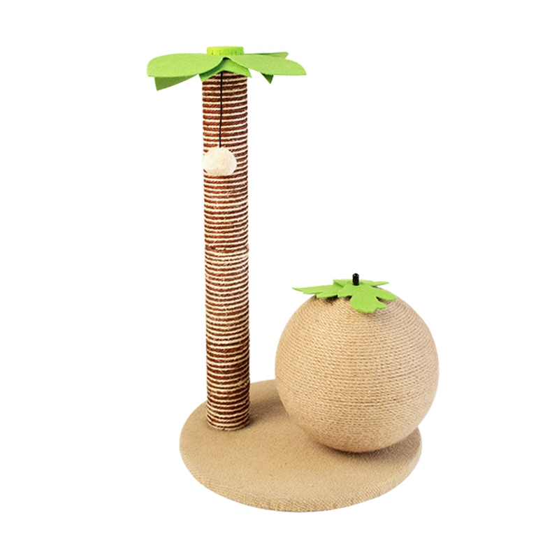 Customize OEM ODM Coconut Shape Wooden Simple Cat Scratching Ball Toy