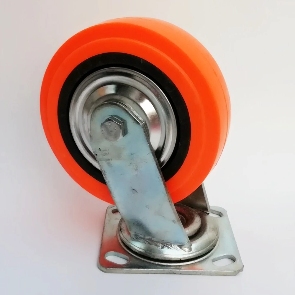 4 5 6 8inch Orange Polyurethane Double Ball Bearing Swivel Castor