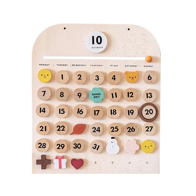 Wooden Magnetic Kids Calendar Toddler Preschool Montessori Calendar