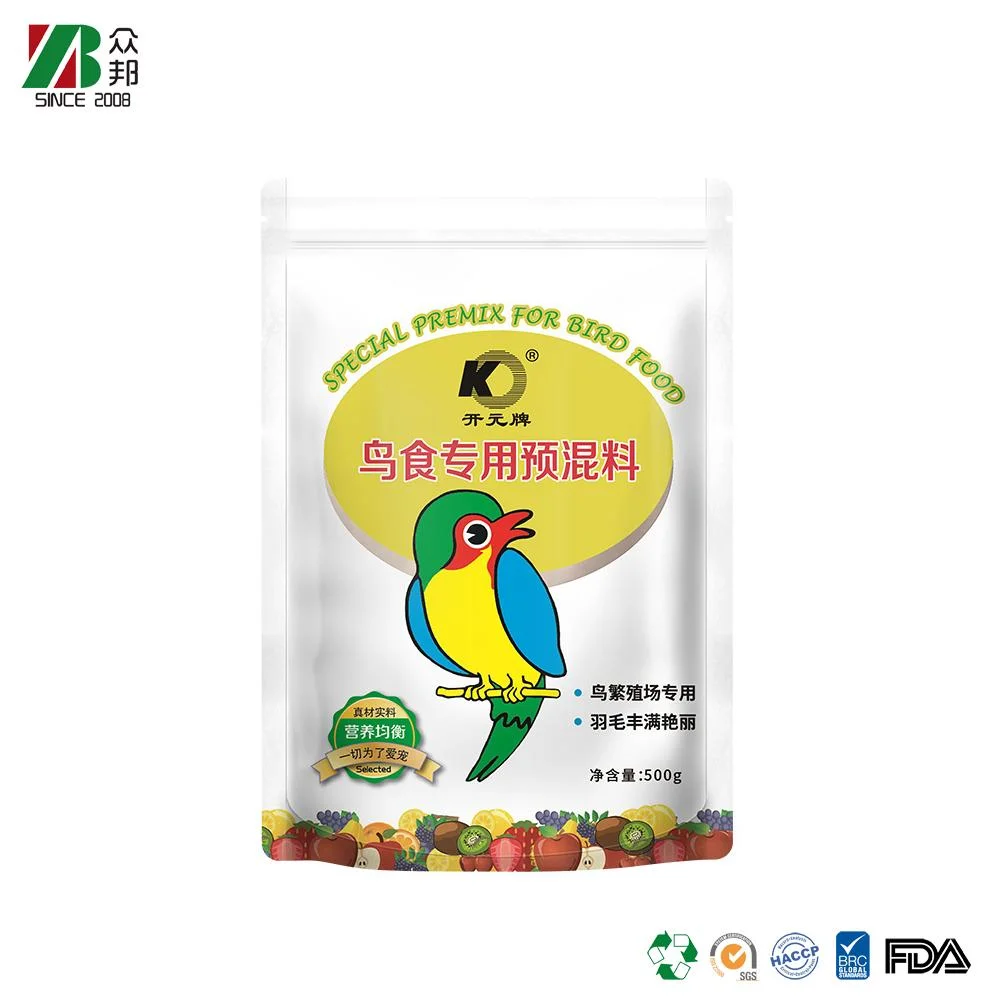 Saco de embalagem personalizado de suporte de alta qualidade para Bird, de 250 g Comida de Snack