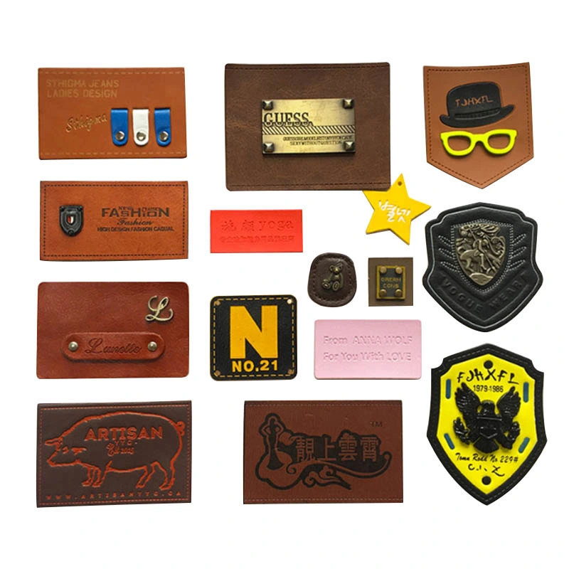 Garment Accessories Maker Sew on Custom Design Debossed Logo Small PU Leather Patches Labels