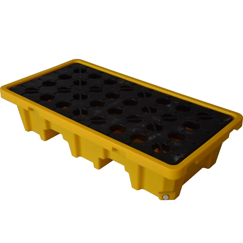 Whoelsale Plasitc Chemical Storage with Drain Leakproof Poly 4 Drums Oil IBC Tote Spill Pallet