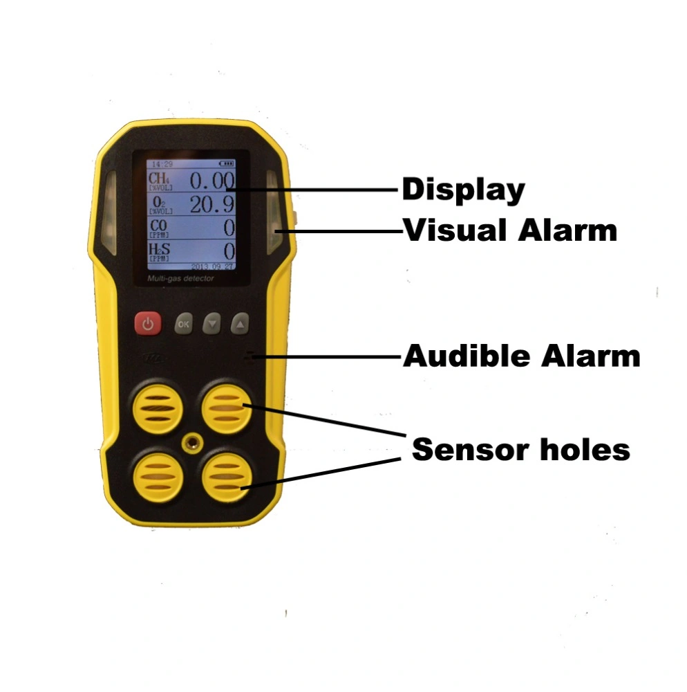 5 Gas Analyzer, Backlit LCD Display 5 Gases Monitor Simultaneously Lel, O2, H2s, Co, CO2 5 in 1 Portable Multi-Gas Detectors