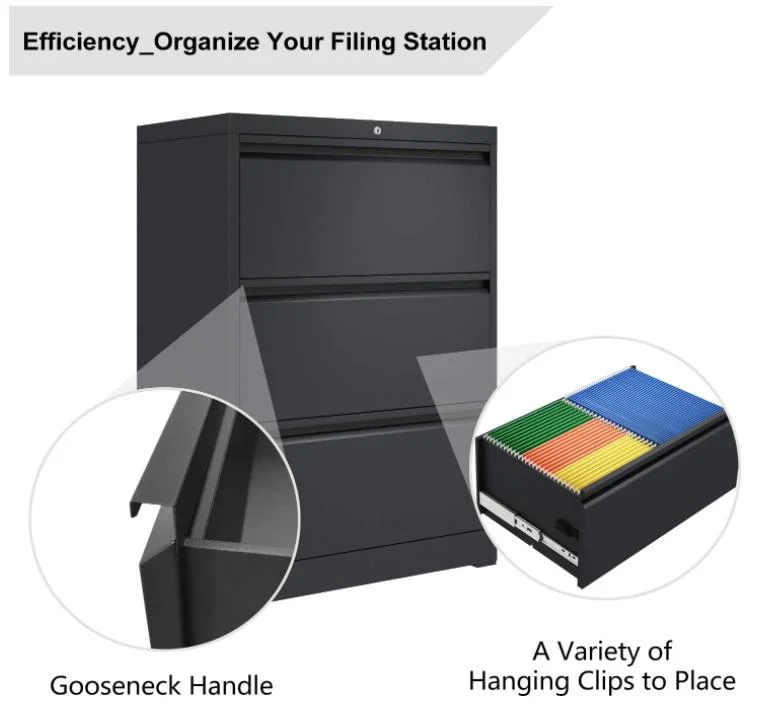 3 Drawers Lateral Filing Cabinets with Lock Steel File Cabinet