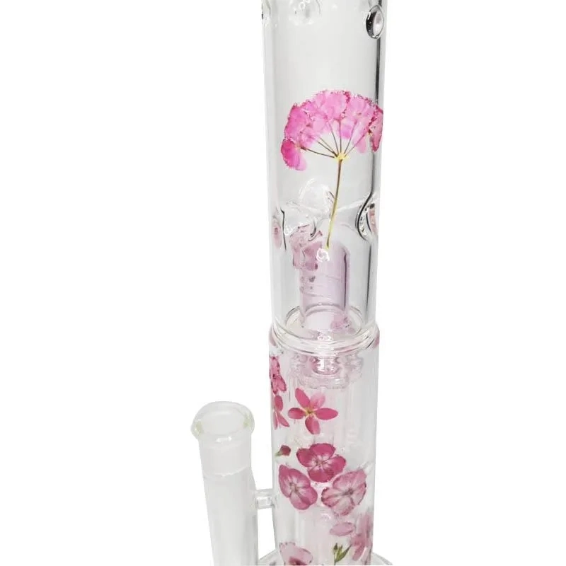 Nuevo diseño único Hookah Big Pink 3D Flores 16 Inche Vidrio ahumado tuberías de agua hielo árbol de la cerveza percolador