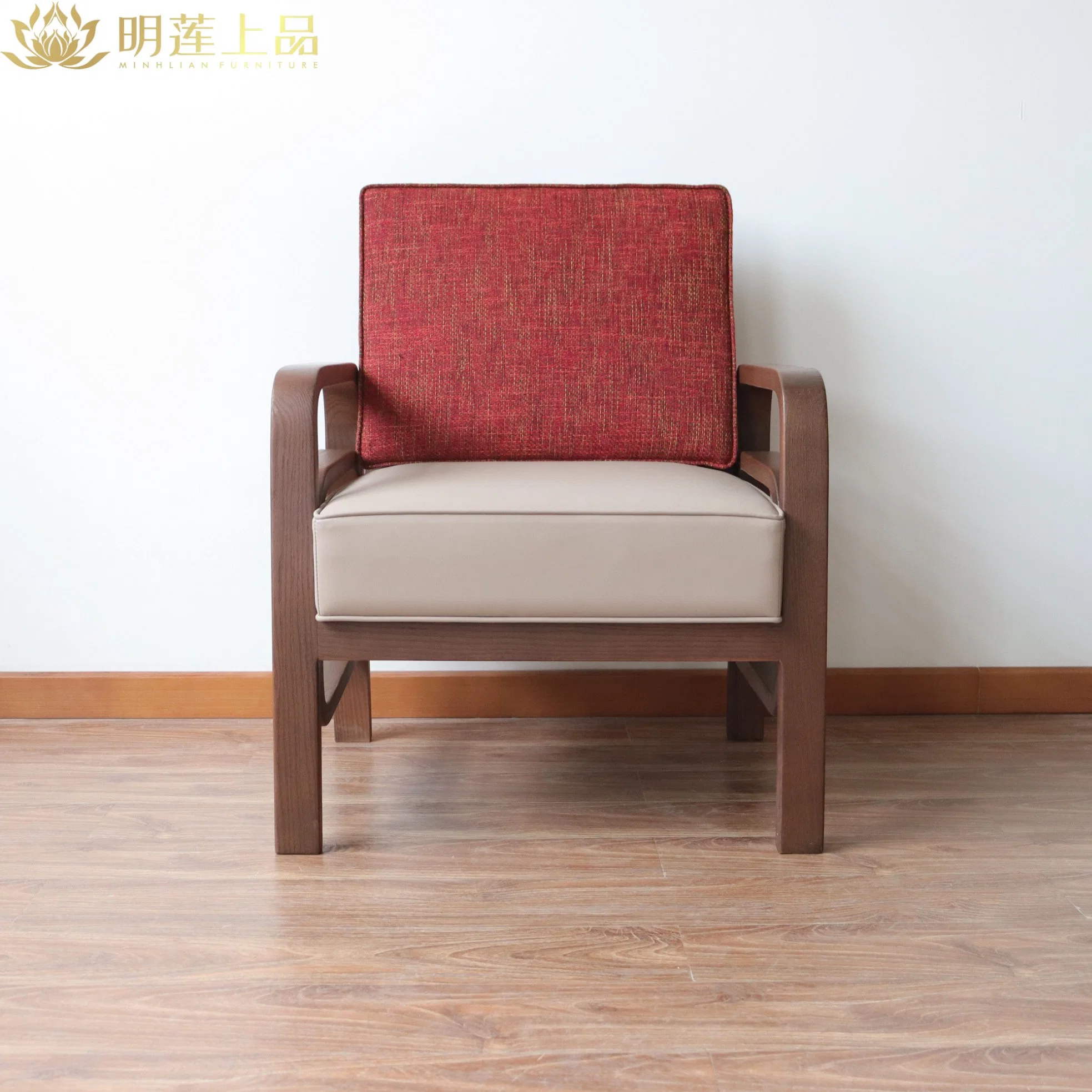 Modern Design Solid Wood Living Room Chair Home Furniture Hotel Furniture Fabric Upholstered Lounge Leisure Rest Wooden Chair
