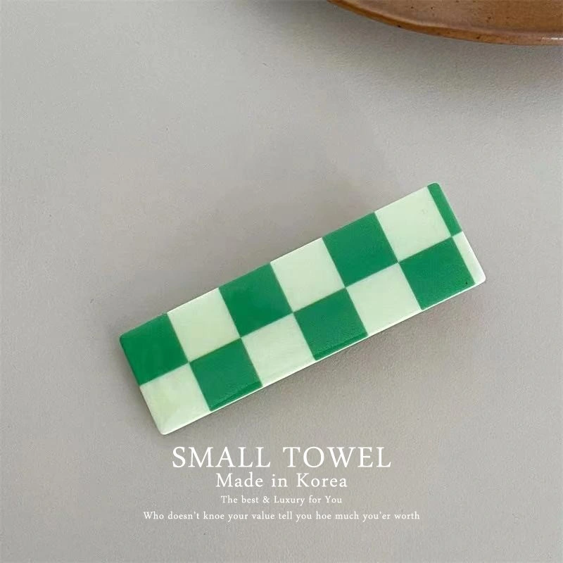 Fashion Jewelry Colorful Checkerboard Girls Wave Hair Clip Side Clip