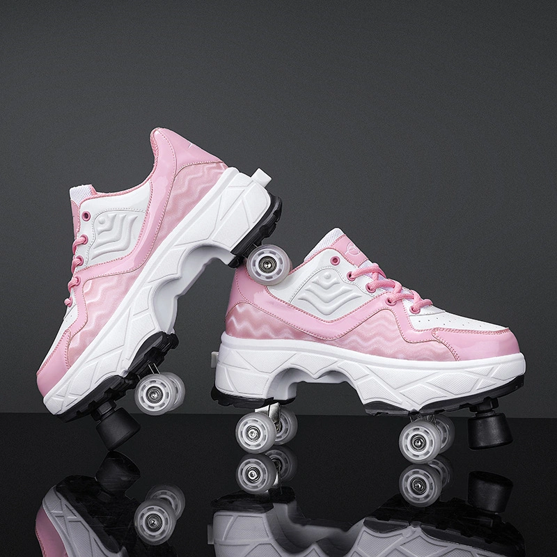 New Walking Brake Four Wheel Shoes Shrink Dual Purpose Roller Skates