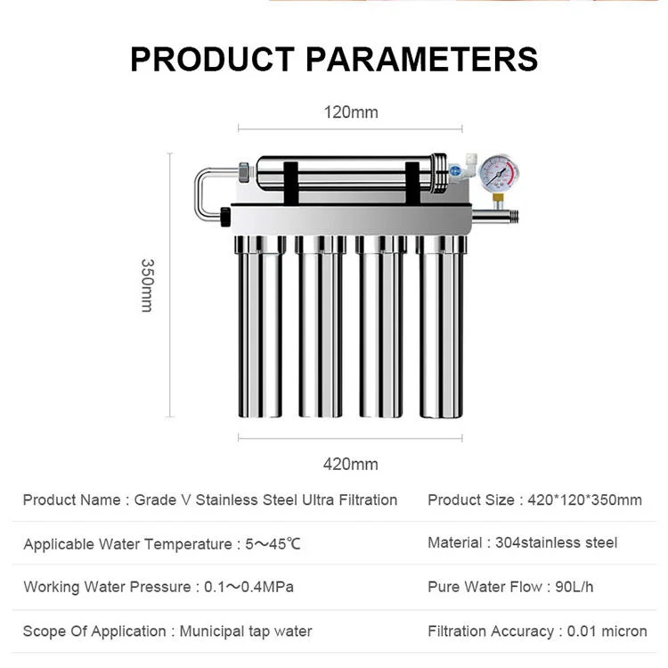 3000L/Hr Household UF Membrane Stainless Steel Housing Water Filter Ultra Filtration Water Purifier