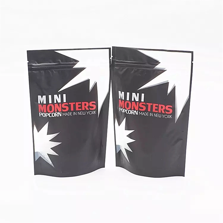 Custom Printed Plastic Pouch Sealable Black Glossy Aluminum Foil Candy Ziplock Mylar Bag Packaging with Logo