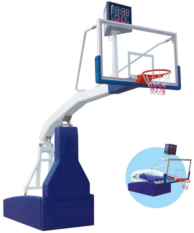 Electric Hydraulic Basketball Hoop Goal/Stand Standard Tempered Glass Backboard Indoor/Outdoor Foldable Highl Quality