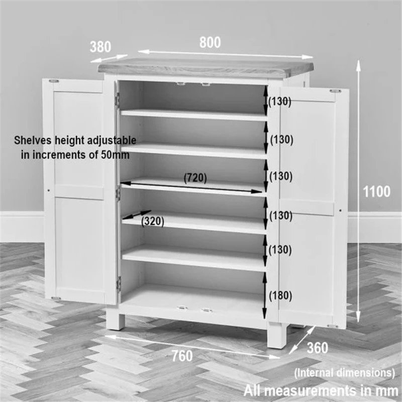 Wholesale/Supplier Solid Oak Grey Painted Large Shoes Storage Cupboard Home Furniture Shoe Rack